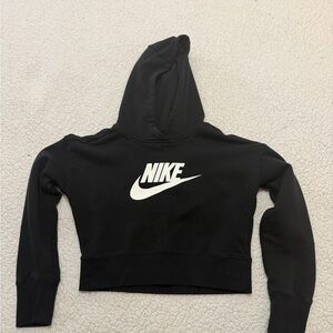 Cropped Nike Black Hoodie with White Logo